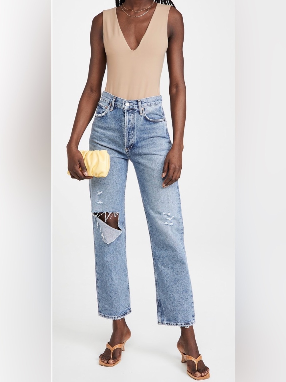 NWT AGOLDE 90s Pinch waist Blue Denim jeans 24 high rise relaxed fit costal
